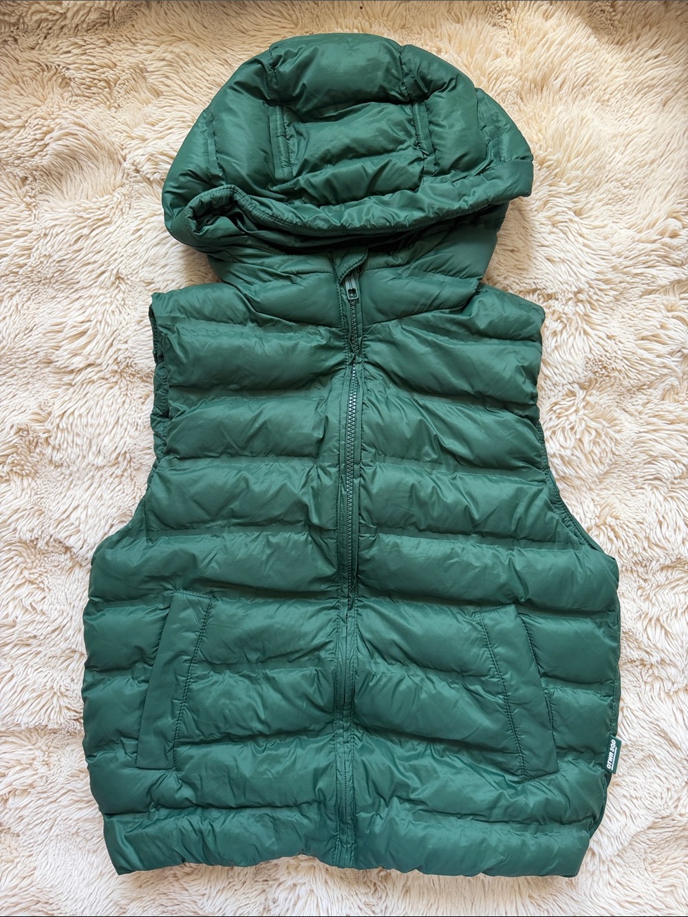 Zara Green Hooded Puffer Vest